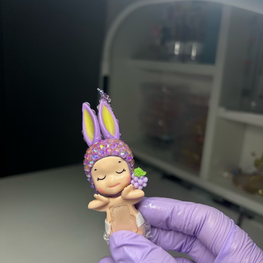 Purple Bunny Baby Figurine